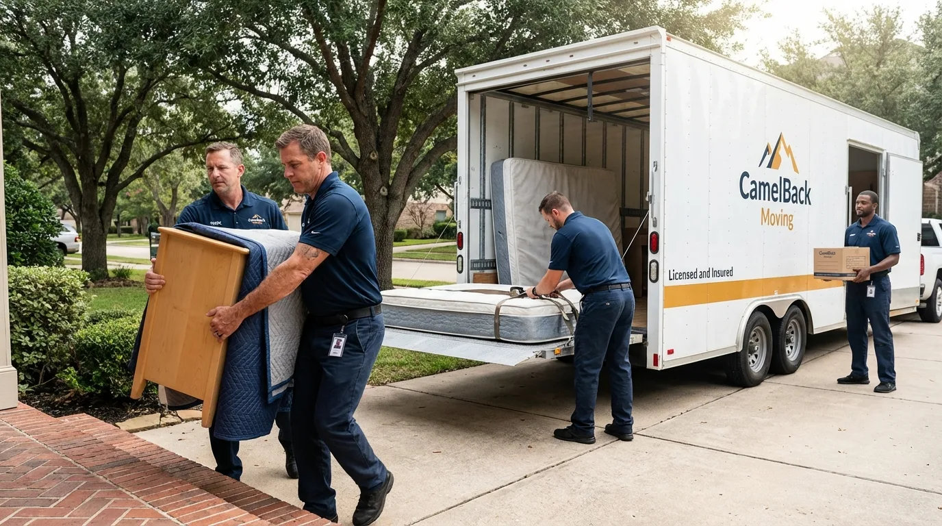 Crew loading residential truck for cross-state move from Hubbard, OH