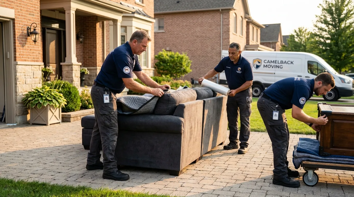 Large estate moving crew wrapping furniture in Hubbard, OH
